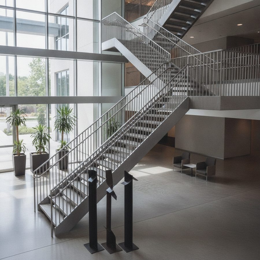 Custom fabricated steel staircase and railings